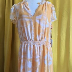 1. State Orange and White Tie-Dye Midi Dress